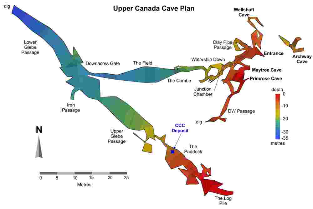 Upper Canada Cave Survey showing location of the CCC