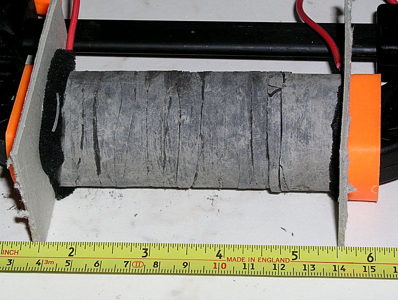 Fig 1: core clamped for 2-terminal measurement using conductive foam pads